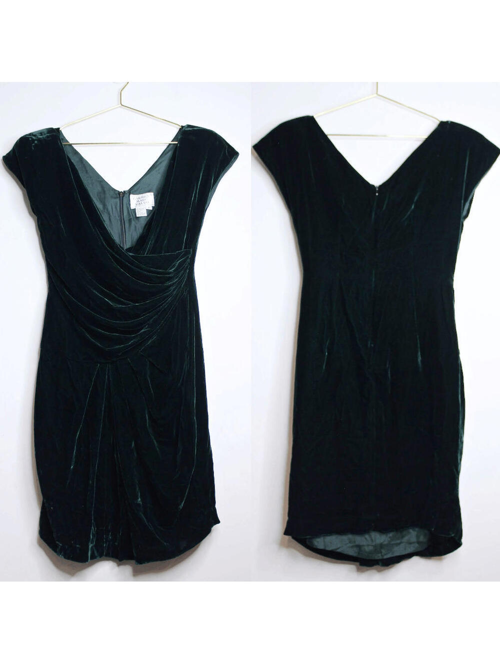 VTG Dark Green Velvet Sleeveless Mini Dress - Medium